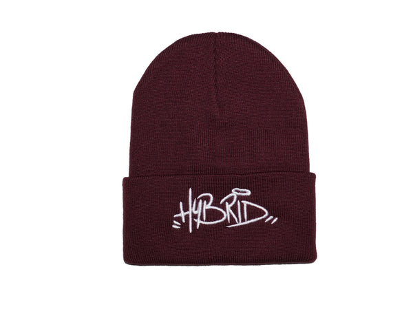 Maroon / White Hybrid Beanie